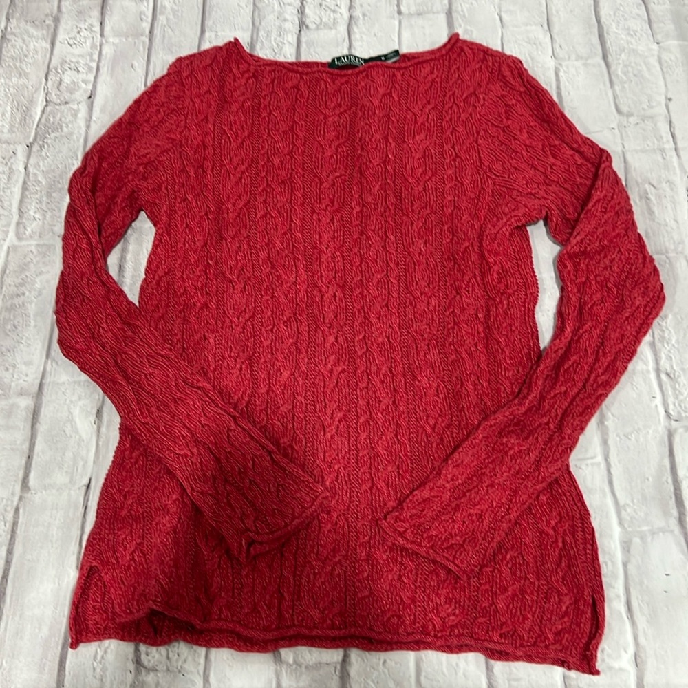 Lauren Ralph Lauren cable knit red Medium sweater